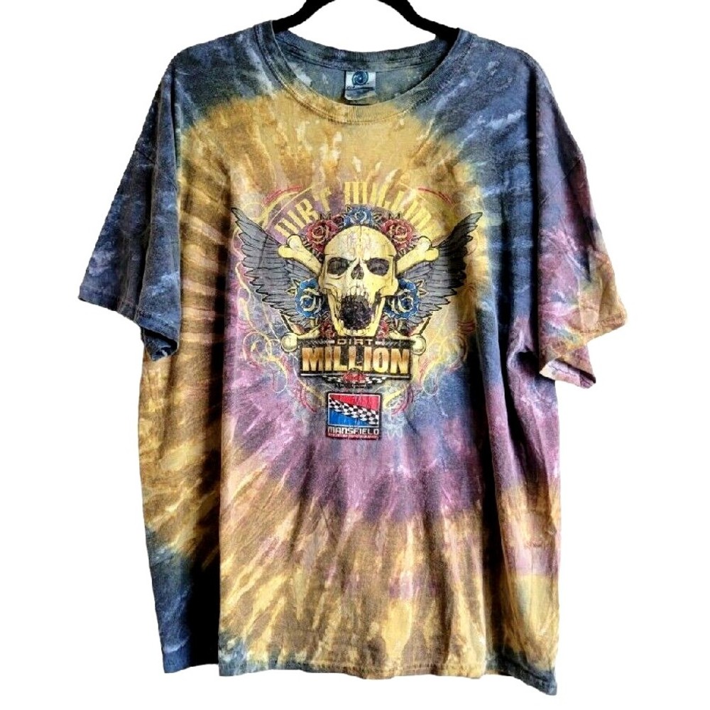 Dirt Million Mansfield Motor Speedway Tie Dye All Over Print Men Size XL T Shirt